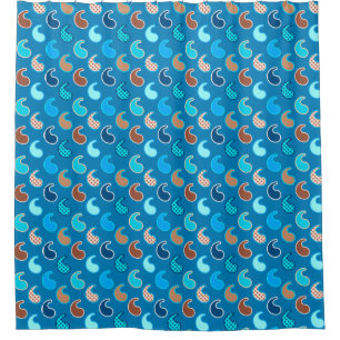 Modern Paisley pattern, Cerulean Blue, Tan & Aqua Shower Curtain