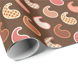 Modern Paisley pattern, Earth Tones, Cocoa Brown Wrapping Paper