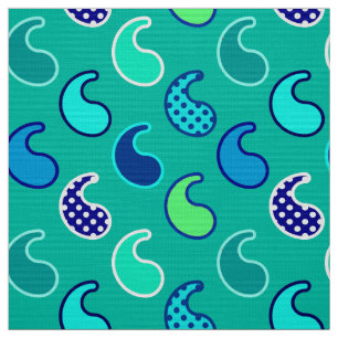 Modern Paisley pattern, Turquoise, Blue and Aqua Fabric