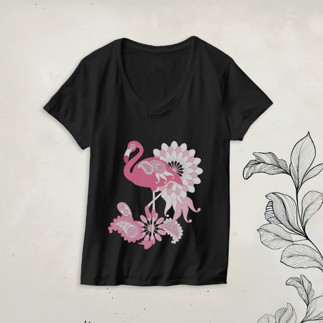 Modern Paisley Pink Flamingo T-Shirt (Creator Uploaded)