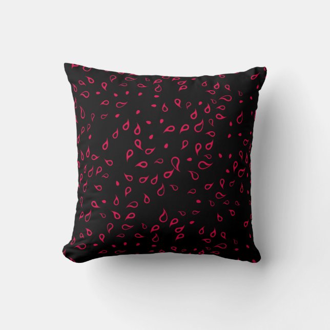 Modern Paisley Red & Black Throw Pillow (Front)
