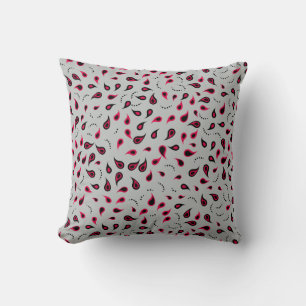 Modern Paisley Red & Grey Throw Pillow