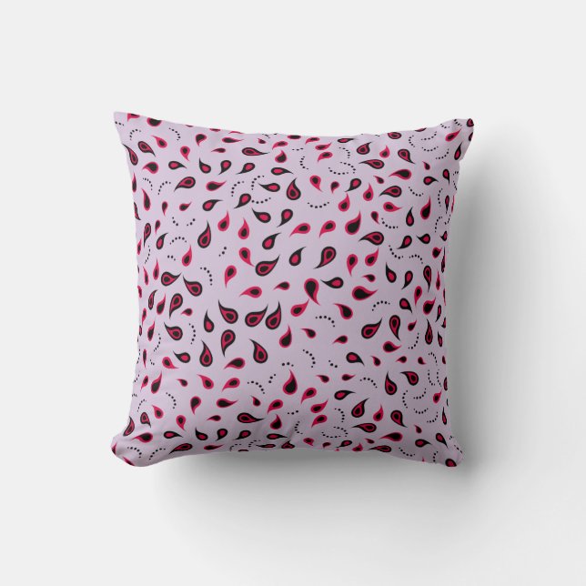 Modern Paisley Red & Lilac Throw Pillow (Front)