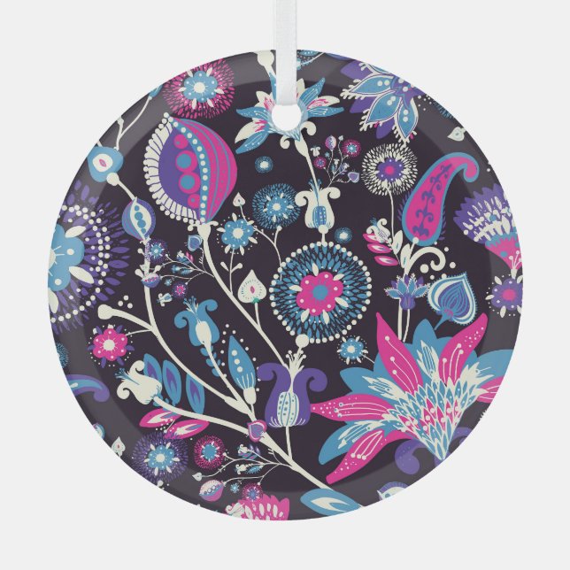 Modern paisley: traditional oriental pattern. glass tree decoration (Front)