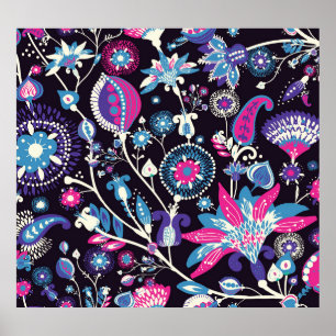 Modern paisley: traditional oriental pattern. poster