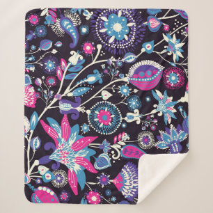 Modern paisley: traditional oriental pattern. sherpa blanket