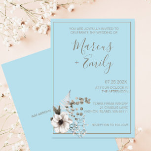 Modern Pale Blue & Eucalyptus Grey Wedding Invitation