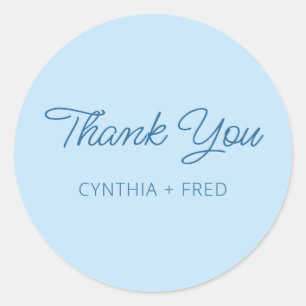 Modern Pale Blue Thank You Classic Round Sticker