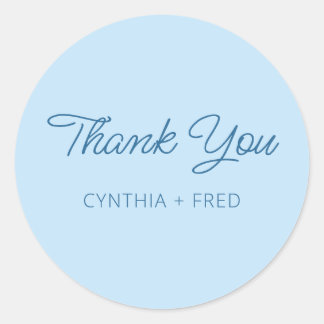 Modern Pale Blue Thank You Classic Round Sticker