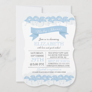Modern Pale Blue Umbrella Baby Shower Invitation