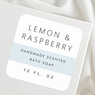 Modern pale dusty blue colour block product square sticker