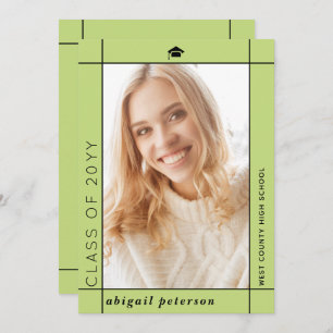 Modern pale green Class of 2025 graduation photo Announcement