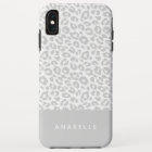 Modern pale grey and white animal leopard print