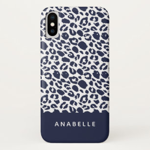 Modern pale grey and white animal leopard print iPhone x case