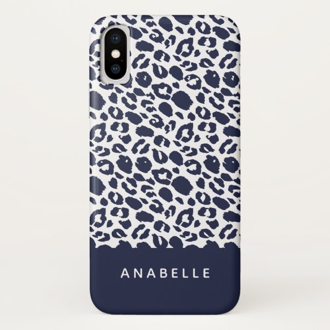 Modern pale grey and white animal leopard print Case-Mate iPhone case (Back)