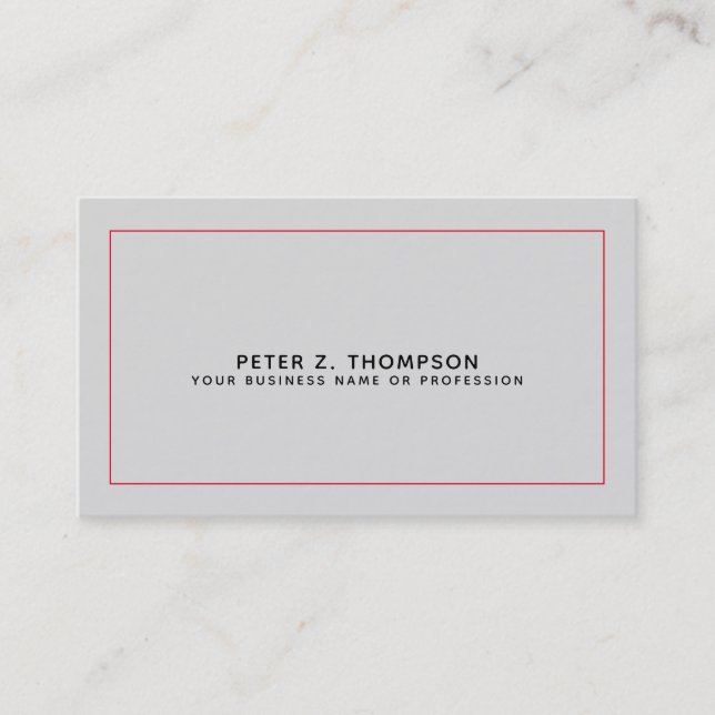 modern pale grey business card with thin red line (Front)