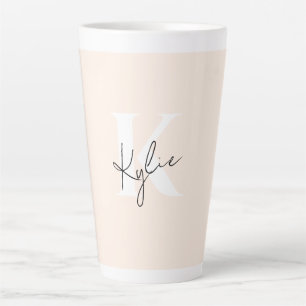 Modern Pale Peach Personalised Monogram Name -  Latte Mug