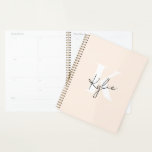 Modern Pale Peach Personalised Monogram Name -  Planner<br><div class="desc">Stay organised in style with this Modern Personalised Planner, featuring a soft pale peach pastel background and sleek warm grey monogram or name on the cover. Designed with minimalism and elegance in mind, this planner is perfect for daily scheduling, goal-setting, journalling, or planning your year with intention. Personalise it with...</div>