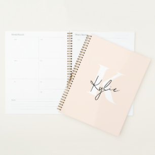 Modern Pale Peach Personalised Monogram Name -  Planner