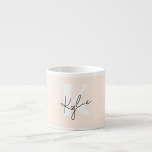 Modern Pale Peach Personalized Monogram Name - Espresso Cup