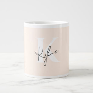 Modern Pale Peach Personalized Monogram Name -  Large Coffee Mug