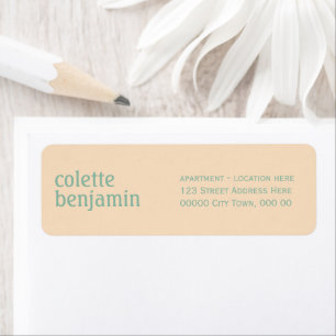 Modern Pale Peach & Turquoise-Green Address