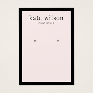 Modern Pale Pink Black Border Earring Display Card