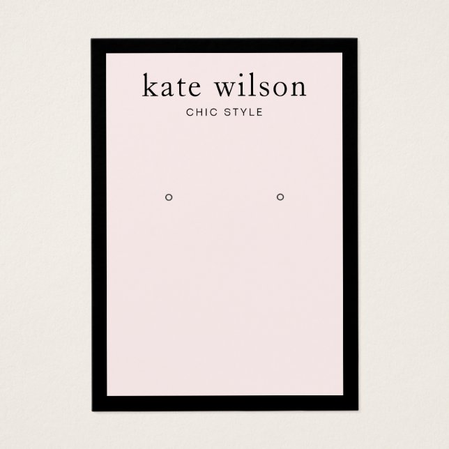 Modern Pale Pink Black Border Earring Display Card (Front)