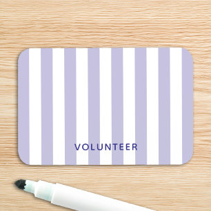 Modern Pale Purple and White Stripes Volunteer Name Tag