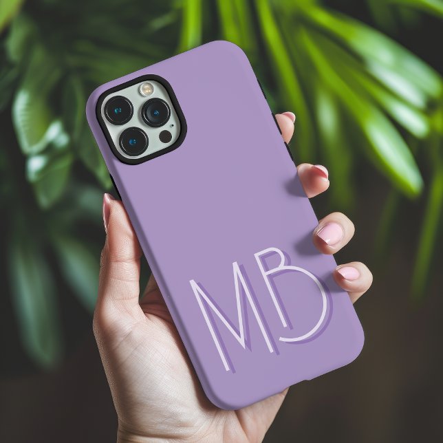 Modern Pale Purple Monogram Initials Contemporary iPhone Case (Creator Uploaded)