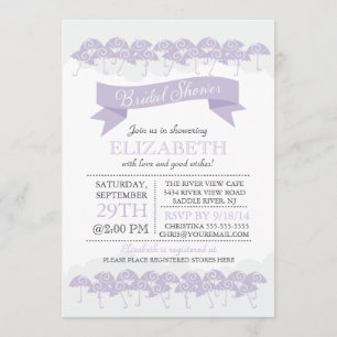 Modern Pale Purple Umbrella Bridal Shower Invitation