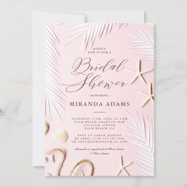 Modern Palm Beach Starfish Bridal Shower Invitatio Invitation (Front)