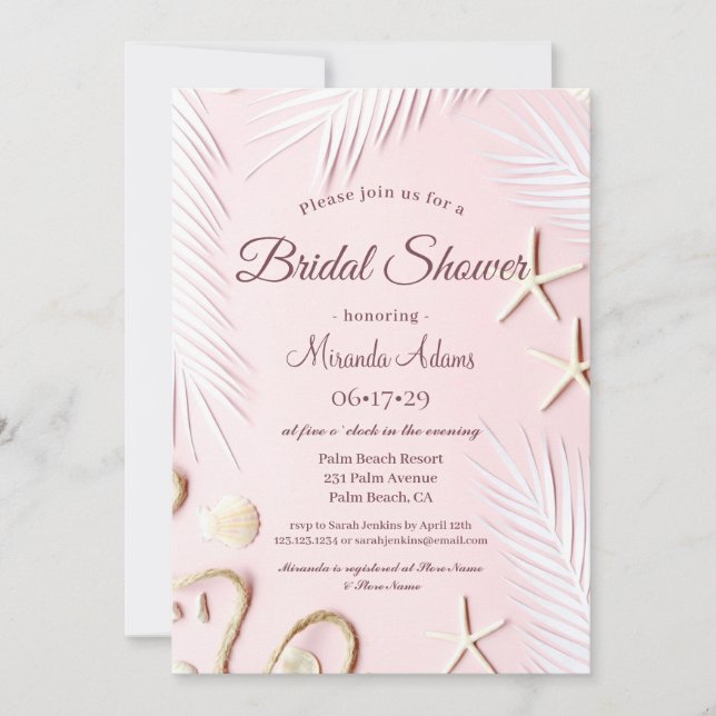 Modern Palm Beach Starfish Bridal Shower Invitation (Front)