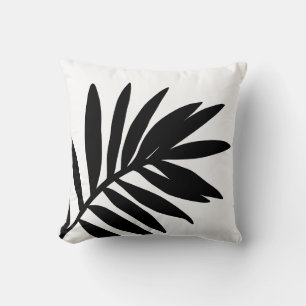 Modern Palm Leaf Black White Negative Inversion Cushion