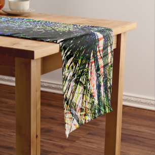Modern Palm Leaves Tropical Abstract Design Short Table Runner