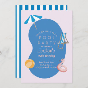 Modern Palm Springs Inspired Birthday Pool Party Invitation