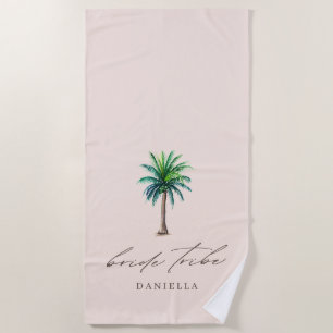 Modern Palm Tree Bride Tribe Bachelorette Beach To Beach Towel