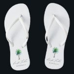 Modern Palm Tree Bride Tribe Bachelorette  Flip Flops<br><div class="desc">Personalised bachelorette flip flops with "bride tribe" in modern script font and a watercolor tropical palm tree. Personalise with name - purchase one for each woman.</div>