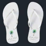 Modern Palm Tree Bride Tribe Bachelorette  Flip Flops<br><div class="desc">Personalised bachelorette flip flops with "bride tribe" in modern script font and a watercolor tropical palm tree. Personalise with name - purchase one for each woman.</div>