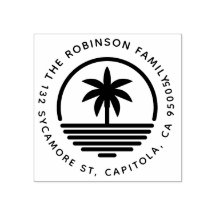Modern Palm Tree Silhouette Family Return Address