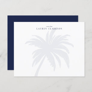 Modern  Palm Tree with Navy Typography note card