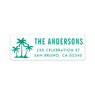 Modern Palm Trees Bold Family Name Return Address Self-inking Stamp
