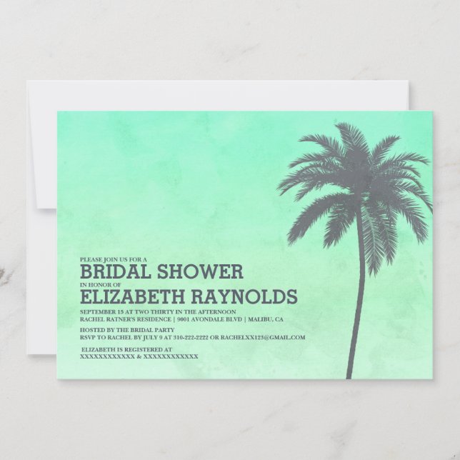 Modern Palm Trees Bridal Shower Invitations (Front)