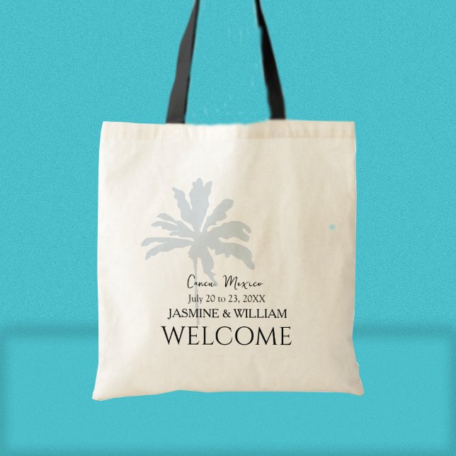 Modern Palm Trees Destination Wedding Welcome  Tote Bag (Creator Uploaded)