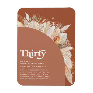 Modern pampas grass 30th birthday terracotta magnet