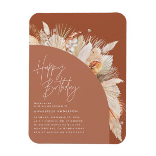 Modern pampas grass  birthday terracotta magnet