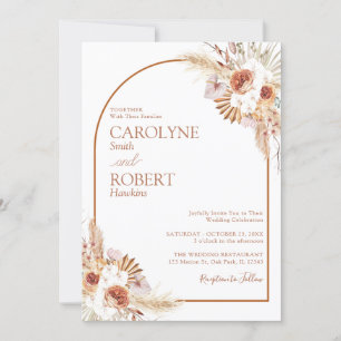 Modern Pampas Grass Bohemian Terracotta Wedding In Invitation