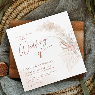 Modern Pampas Grass Floral Boho Magnetic Invitation