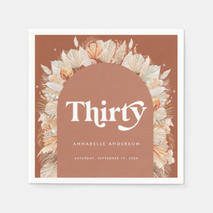 Modern pampas grass terracotta 30th birthday  napkin