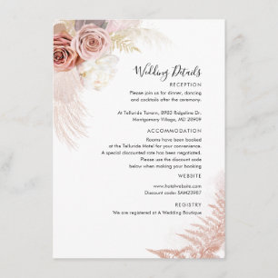 Modern Pampas Grass Terracotta Floral Wedding Enclosure Card